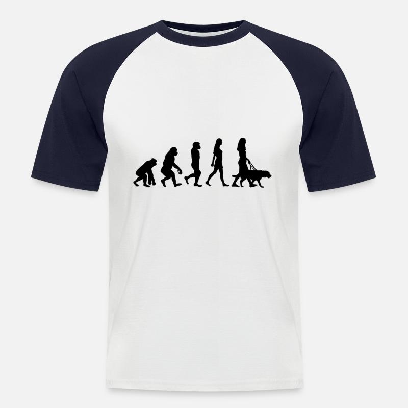 Chien propriétaire de chien Evolution - T-shirt baseball manches courtes Homme - blanc/marine