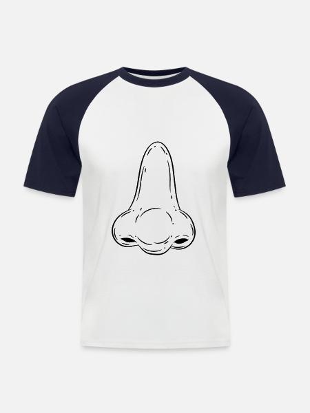 Nase - Männer Baseball-T-Shirt - Weiß/Navy