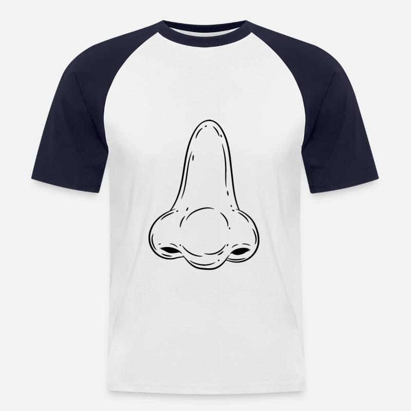 Nase - Männer Baseball-T-Shirt - Weiß/Navy