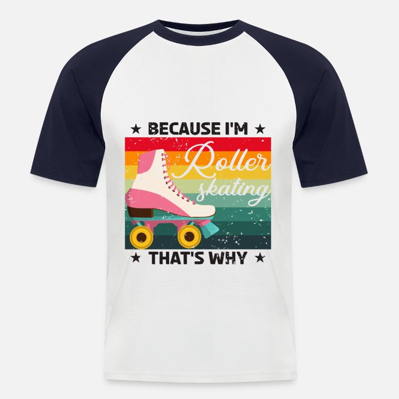 Rollschuhe Rollschuhlaufen Rollschuhläufer - Männer Baseball-T-Shirt - Weiß/Navy