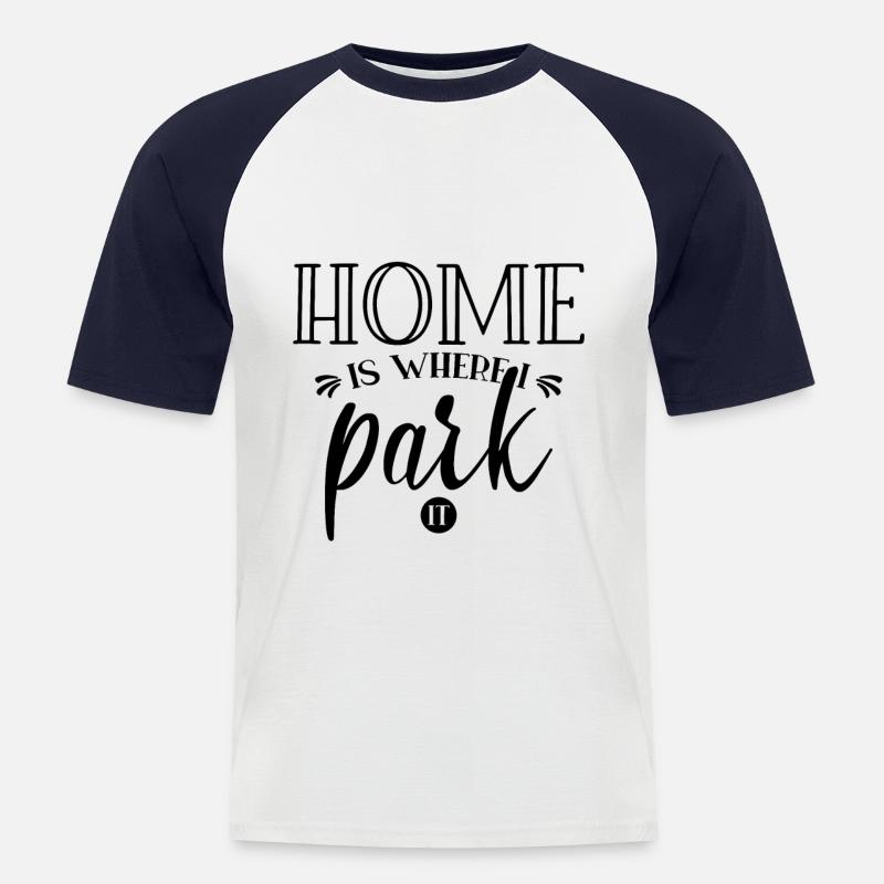 Camping Wohnmobil - Männer Baseball-T-Shirt - Weiß/Navy
