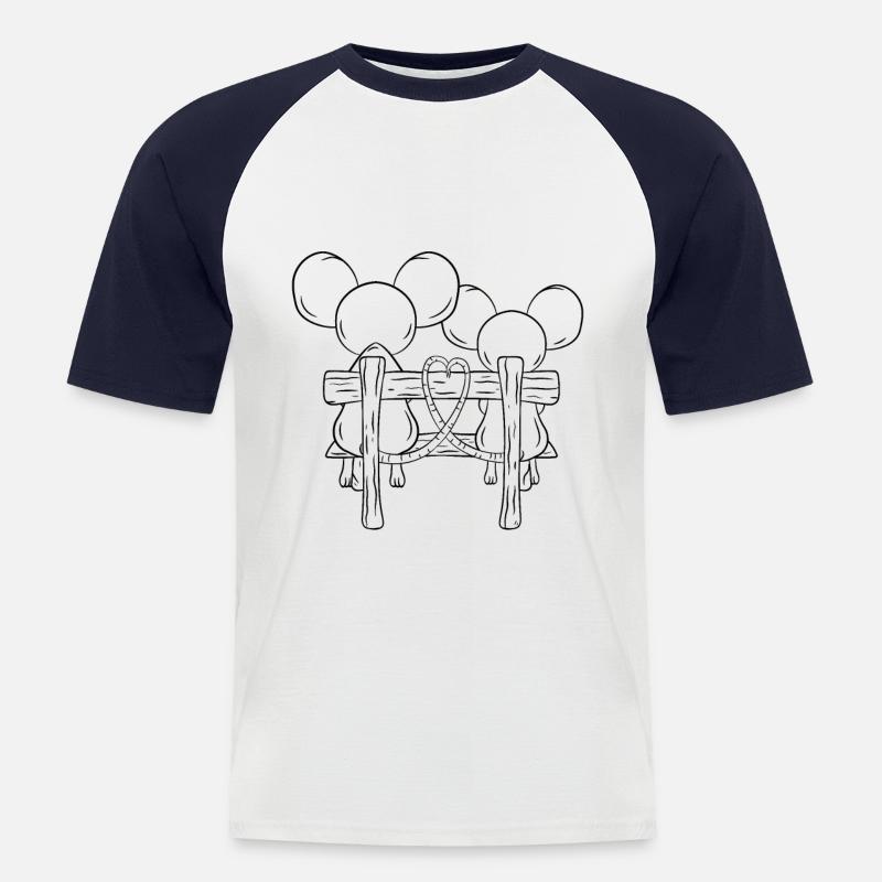 Maus Paar Liebe - Männer Baseball-T-Shirt - Weiß/Navy