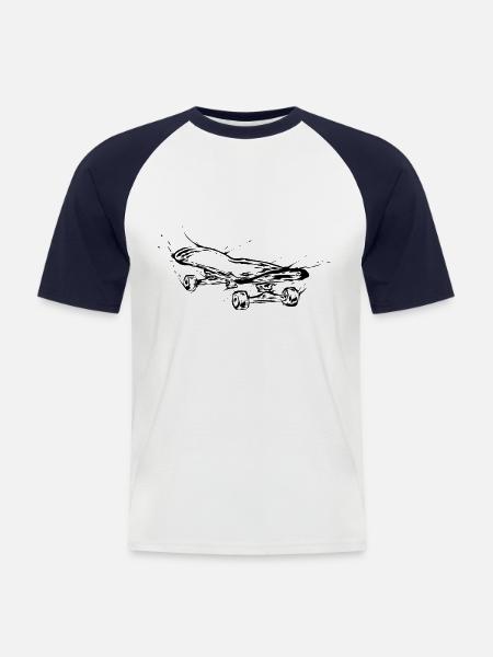 Skater Skateboard - Men's Baseball T-Shirt - white/navy