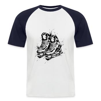 Eishockey Schlittschuhe - Männer Baseball-T-Shirt - Weiß/Navy - Vorne - Nik (191cm)
