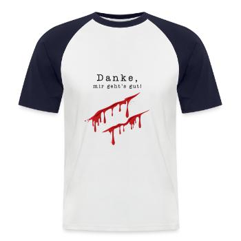 Wunde Verletzung Halloween Party Mundbedeckung - Männer Baseball-T-Shirt - Weiß/Navy - Vorne - Nik (191cm)