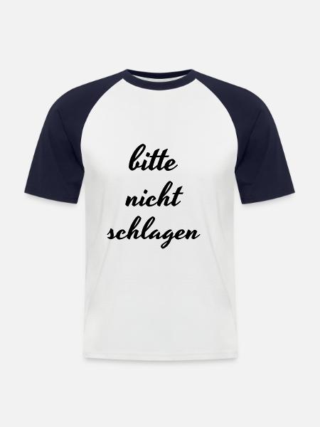 Bitte nicht schlagen - Männer Baseball-T-Shirt - Weiß/Navy