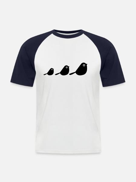 Des oiseaux - T-shirt baseball manches courtes Homme - blanc/marine