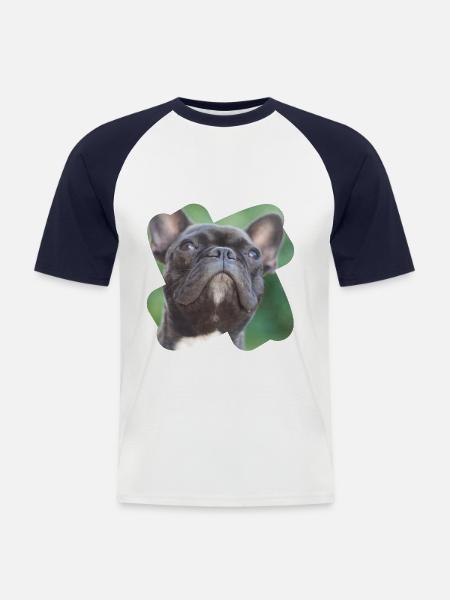 french bulldog looks totally cute - Men's Baseball T-Shirt - white/navy