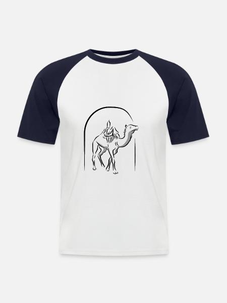 Camel with saddle - Men's Baseball T-Shirt - white/navy
