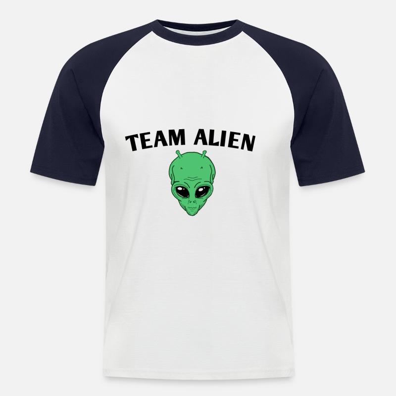 Team Alien - Männer Baseball-T-Shirt - Weiß/Navy