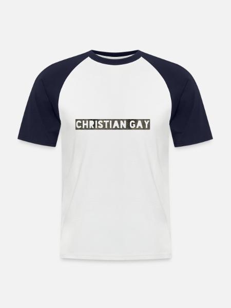 christian gay - Männer Baseball-T-Shirt - Weiß/Navy