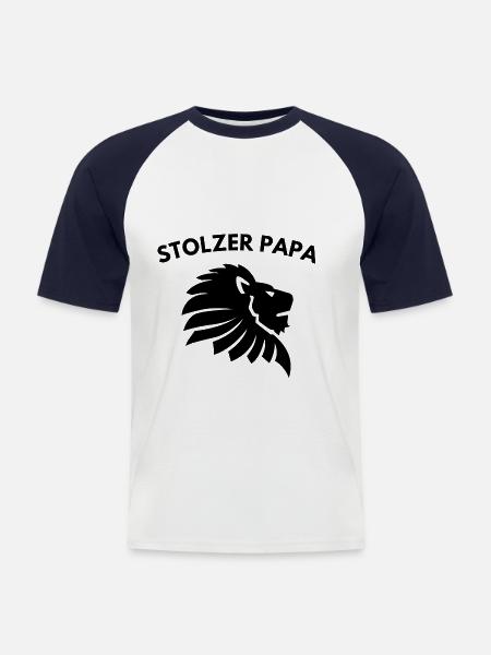 proud dad lion - Men's Baseball T-Shirt - white/navy