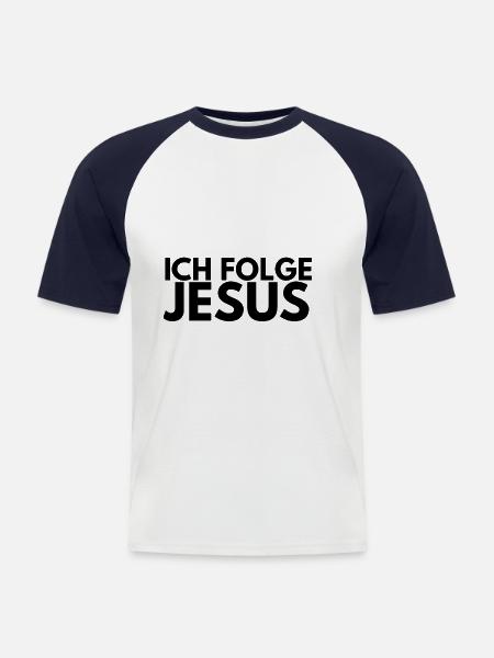I follow Jesus - Men's Baseball T-Shirt - white/navy