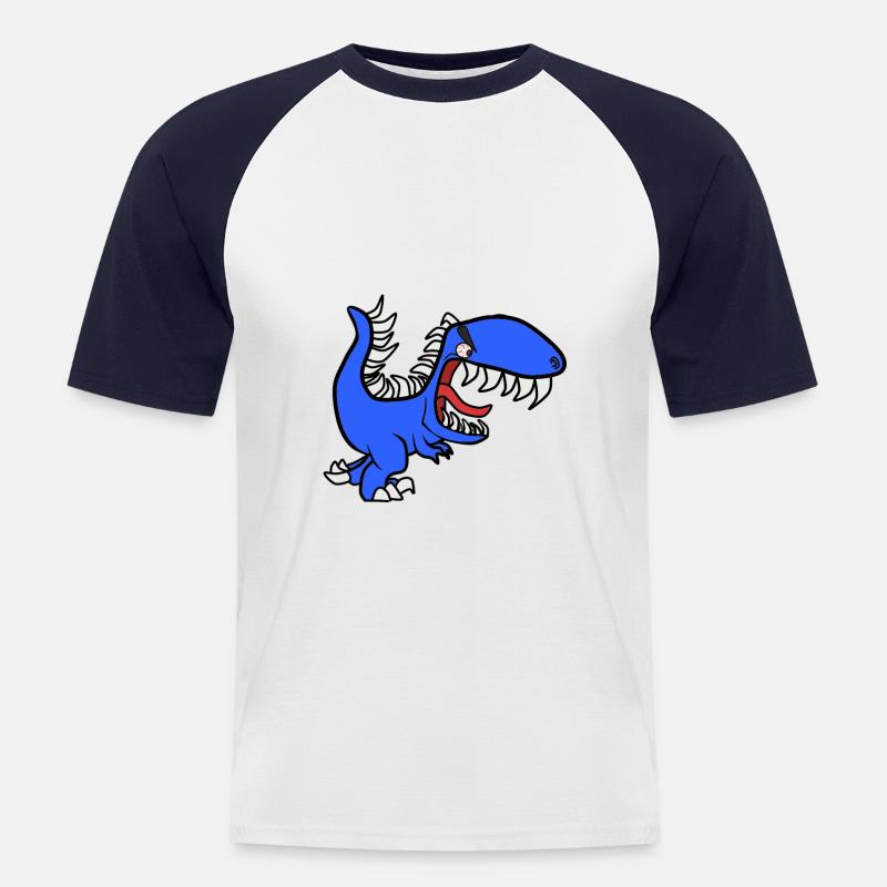 Dinosaurier Comicstyle - Männer Baseball-T-Shirt - Weiß/Navy