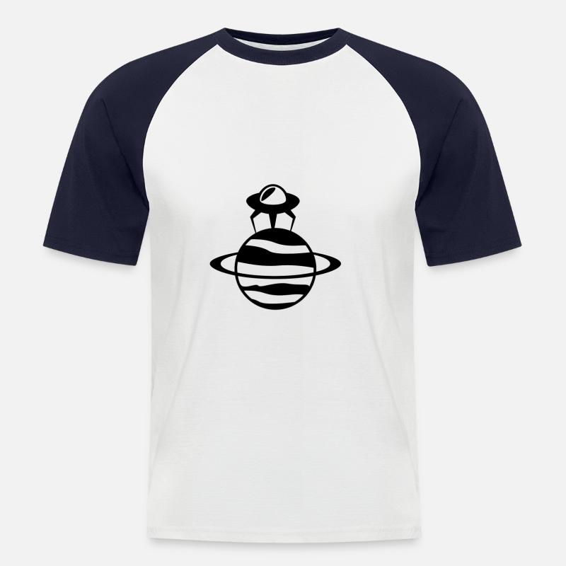 Ufo Planet - Männer Baseball-T-Shirt - Weiß/Navy