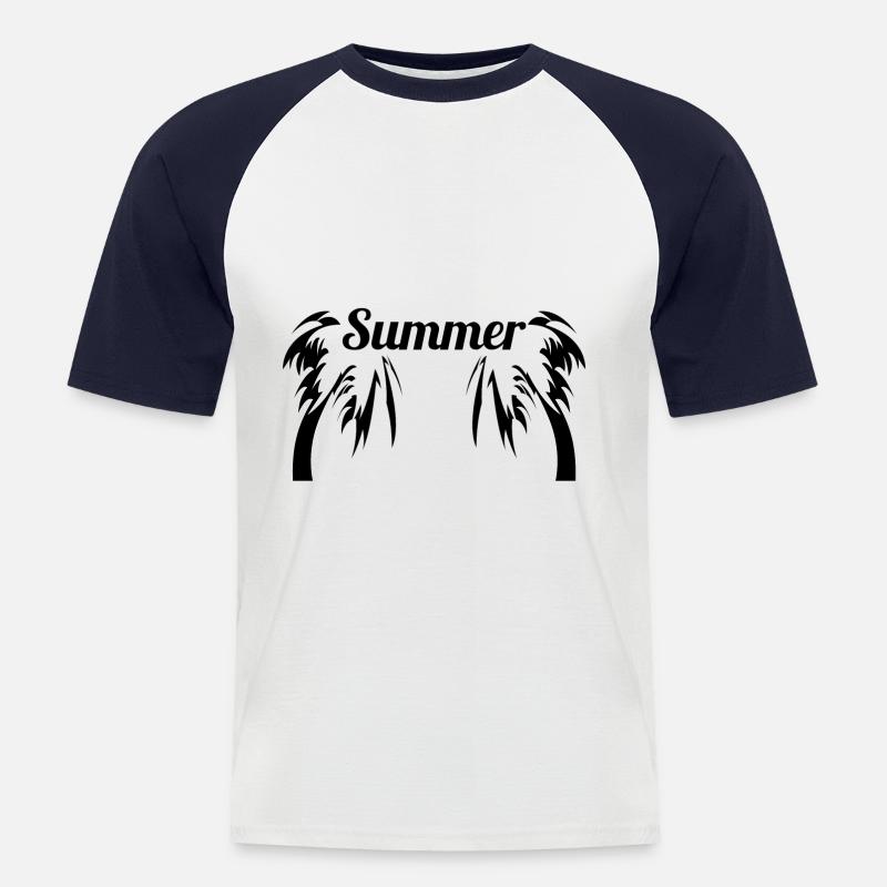 Summer Palmen - Männer Baseball-T-Shirt - Weiß/Navy