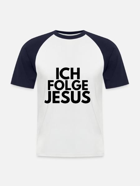 I follow Jesus - Men's Baseball T-Shirt - white/navy