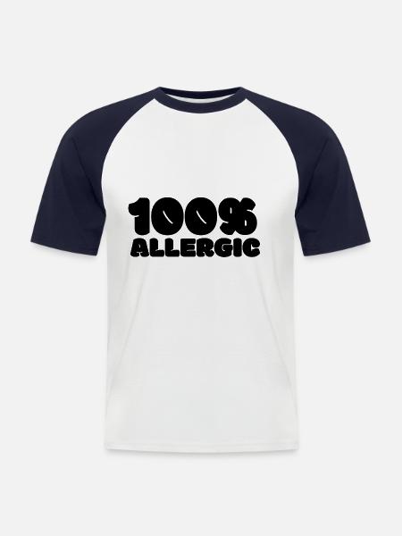 100% allergic - Men's Baseball T-Shirt - white/navy
