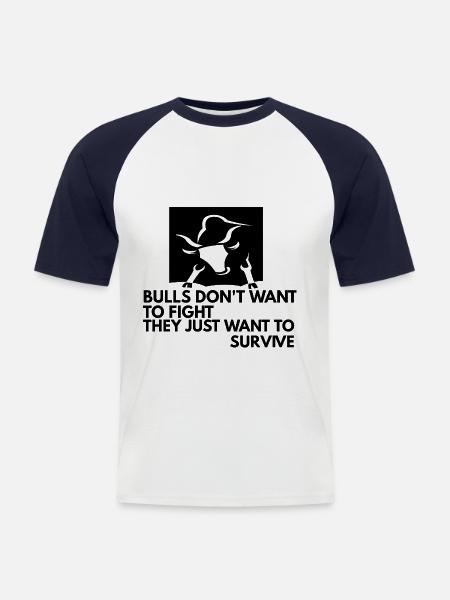 Tierschützer Stierkampf - Männer Baseball-T-Shirt - Weiß/Navy