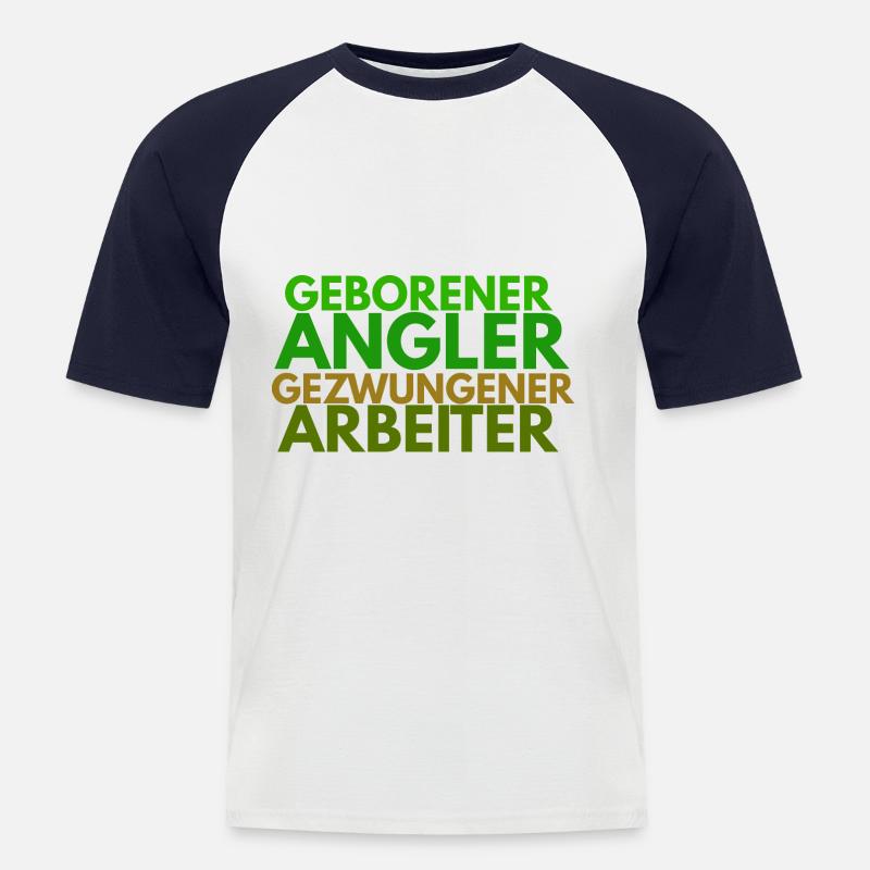 Geborener Angler - Männer Baseball-T-Shirt - Weiß/Navy
