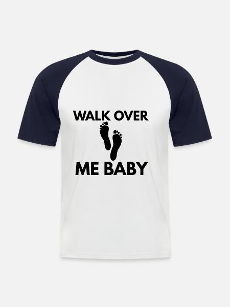 Marche sur moi bébé - T-shirt baseball manches courtes Homme - blanc/marine