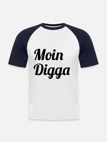 Moin Digga - Men's Baseball T-Shirt - white/navy