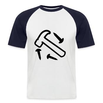 Hammer und Nagel - Männer Baseball-T-Shirt - Weiß/Navy - Vorne - Nik (191cm)
