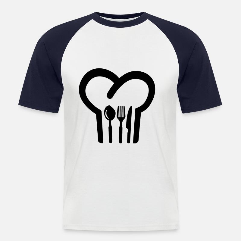Kochmütze - Männer Baseball-T-Shirt - Weiß/Navy