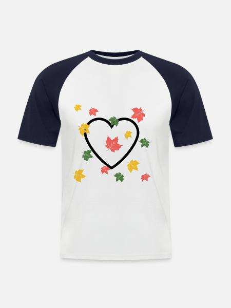 Herbst Liebe - Männer Baseball-T-Shirt - Weiß/Navy