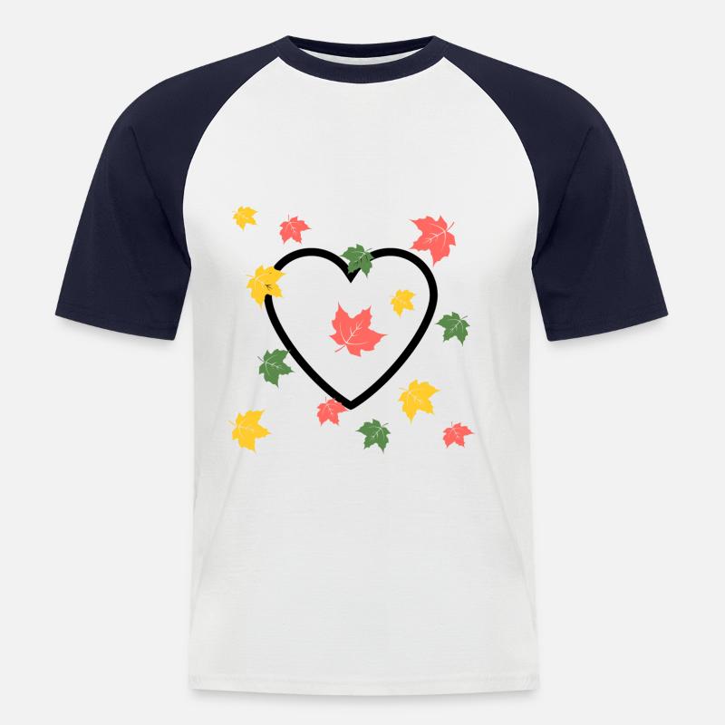 Herbst Liebe - Männer Baseball-T-Shirt - Weiß/Navy