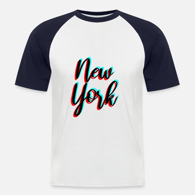 New York - Männer Baseball-T-Shirt - Weiß/Navy