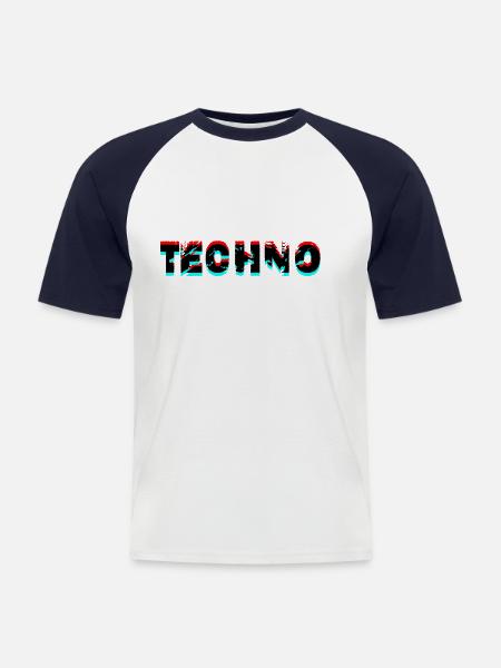 techno music design - Men's Baseball T-Shirt - white/navy