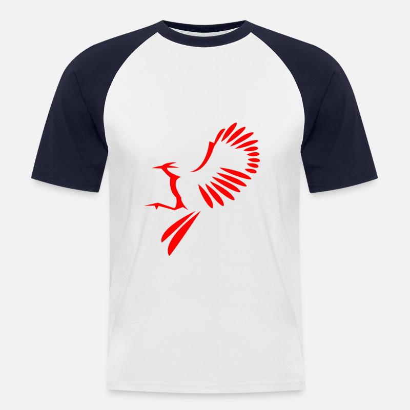 Vogel Abbildung - Männer Baseball-T-Shirt - Weiß/Navy
