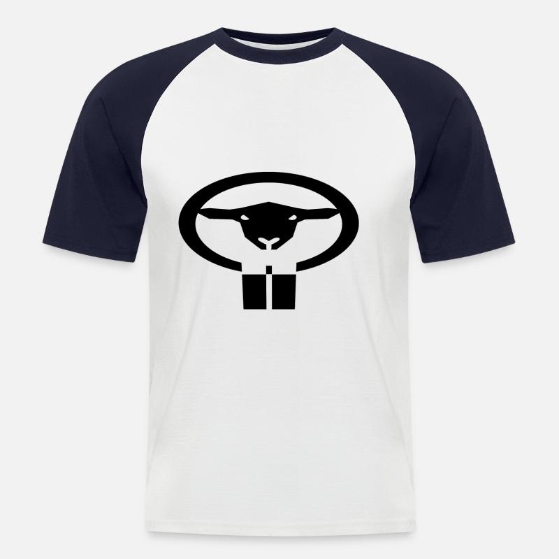 Schaf - Männer Baseball-T-Shirt - Weiß/Navy