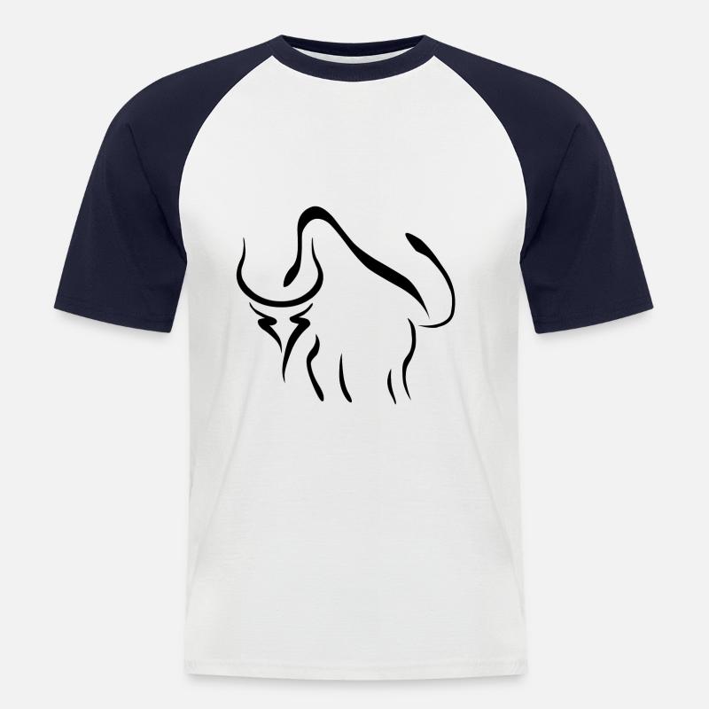 Büffel - Männer Baseball-T-Shirt - Weiß/Navy