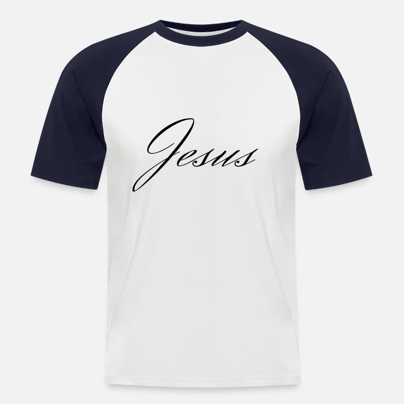 Jesus - Männer Baseball-T-Shirt - Weiß/Navy