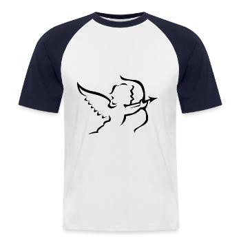 Cupido - Mannen baseballshirt korte mouw - wit/navy - Voor - Nik (191cm)