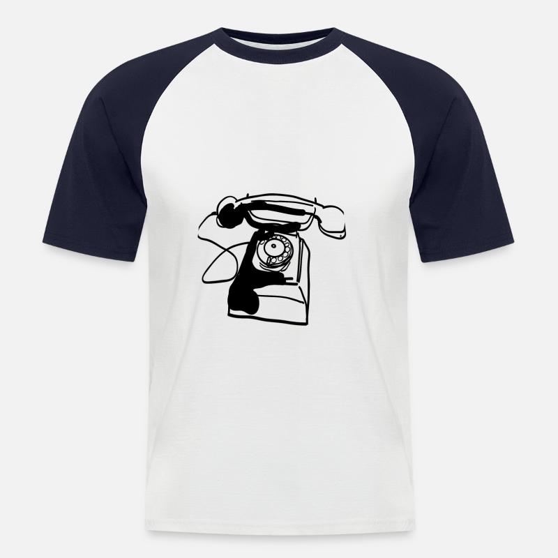 ALTES TELEFON - Männer Baseball-T-Shirt - Weiß/Navy