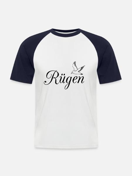 Rügen Möwe - Männer Baseball-T-Shirt - Weiß/Navy