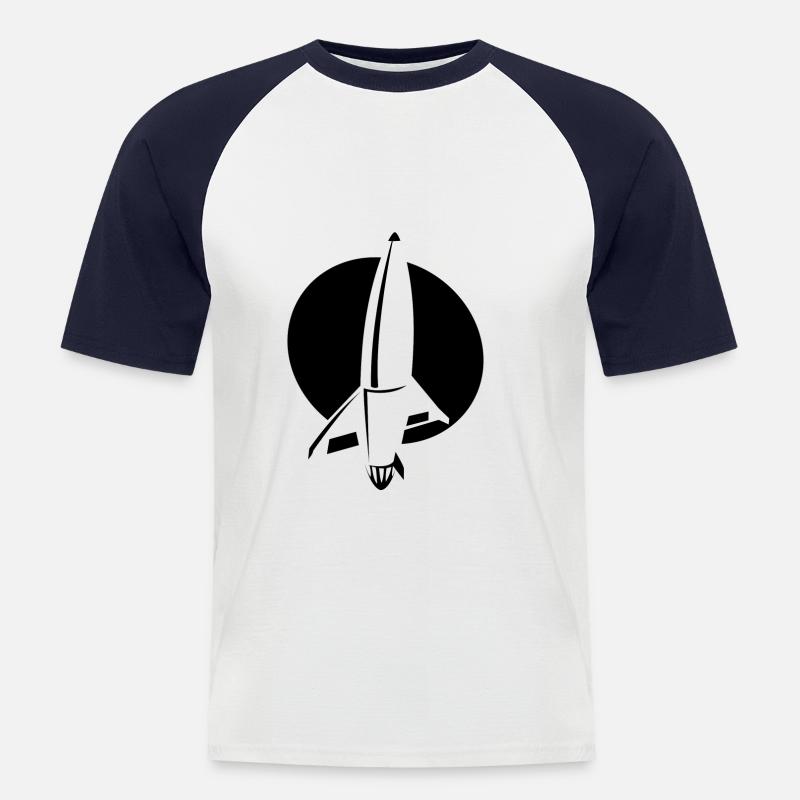 RAKETE - Männer Baseball-T-Shirt - Weiß/Navy
