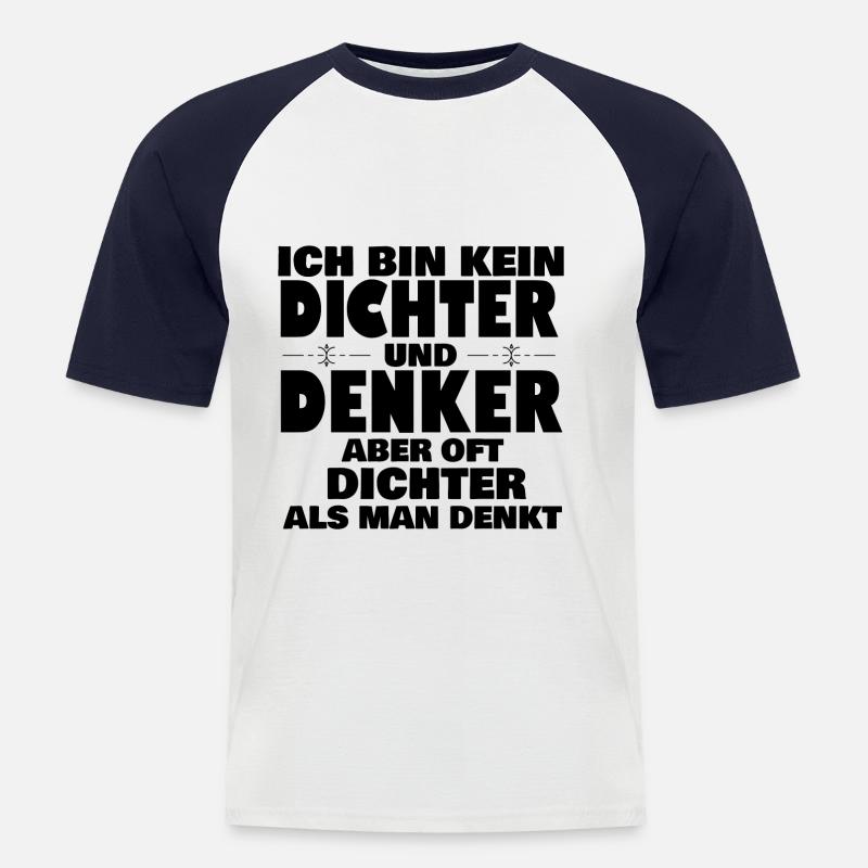 ICH BIN KEIN DICHTER - Männer Baseball-T-Shirt - Weiß/Navy