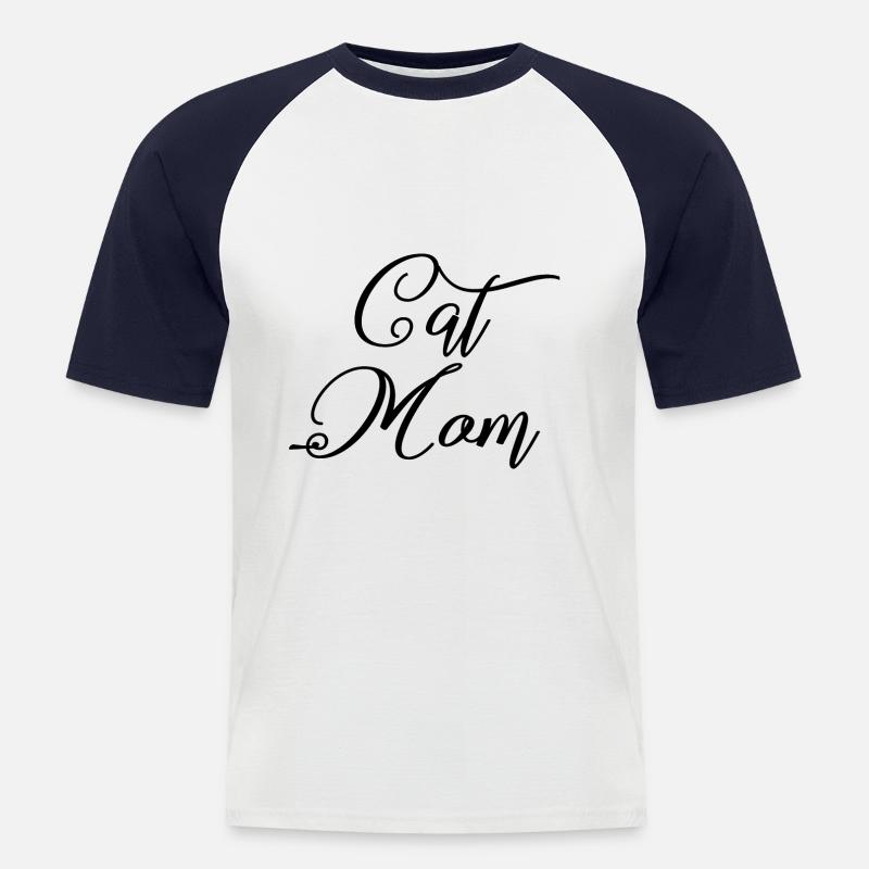 CAT MOM - Männer Baseball-T-Shirt - Weiß/Navy
