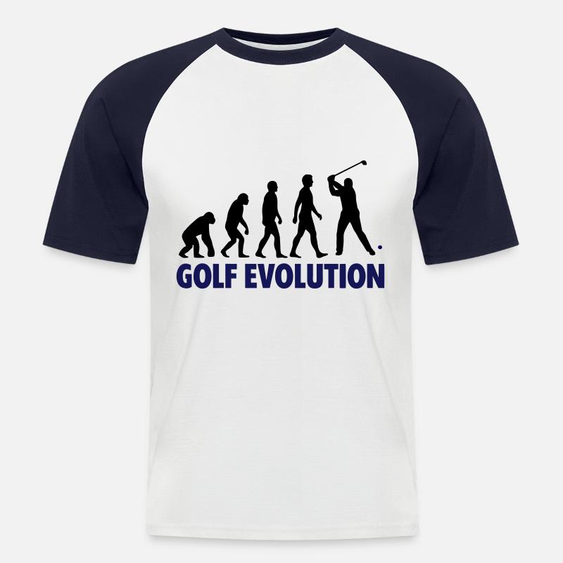 Golf Evolution Sport Motiv - Männer Baseball-T-Shirt - Weiß/Navy