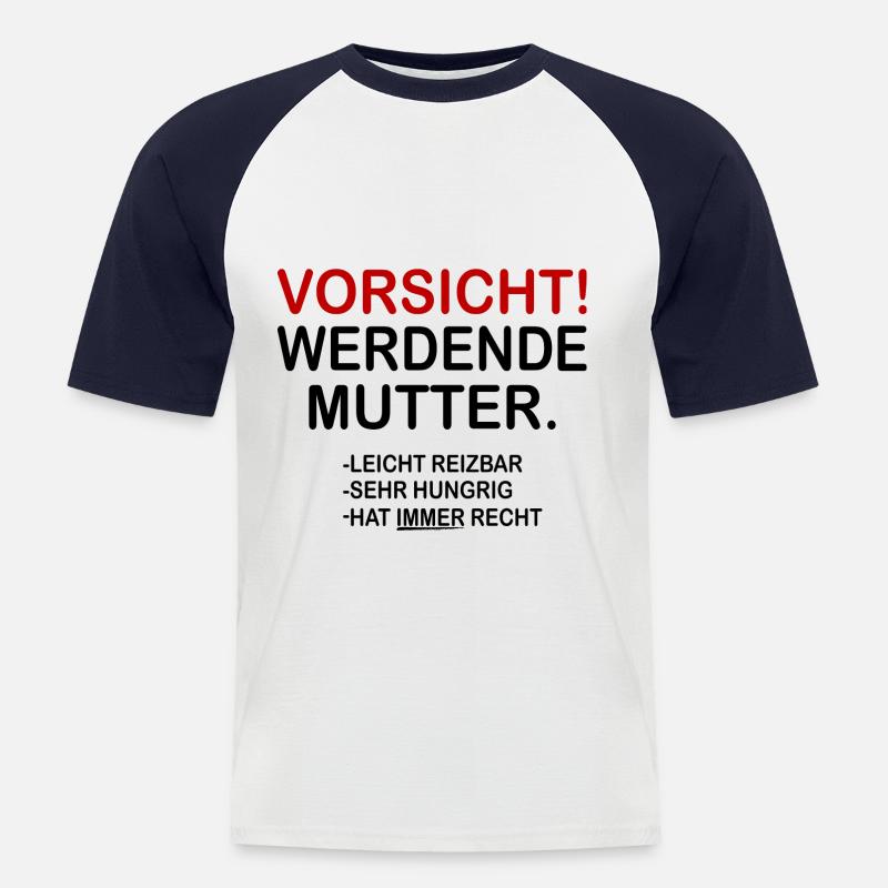 Vorsicht! Werdende Mutter. - Männer Baseball-T-Shirt - Weiß/Navy