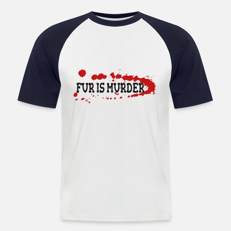 Pelz ist Mord - Männer Baseball-T-Shirt - Weiß/Navy