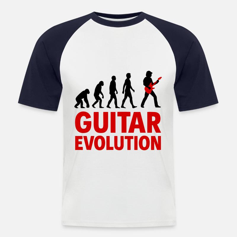 Guitar Evolution Rock Musik - Männer Baseball-T-Shirt - Weiß/Navy