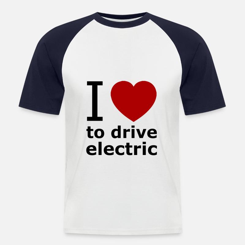 Elektro Auto - Männer Baseball-T-Shirt - Weiß/Navy