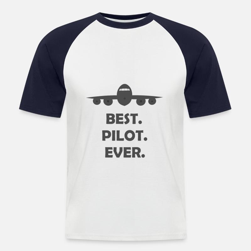 Bester Pilot - Männer Baseball-T-Shirt - Weiß/Navy