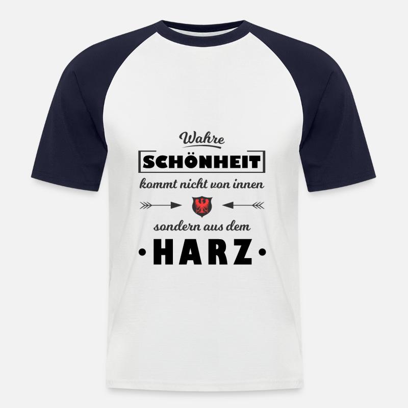 Harz - Männer Baseball-T-Shirt - Weiß/Navy