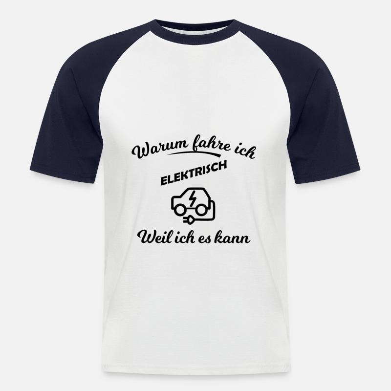 Elektrische Autos - Männer Baseball-T-Shirt - Weiß/Navy